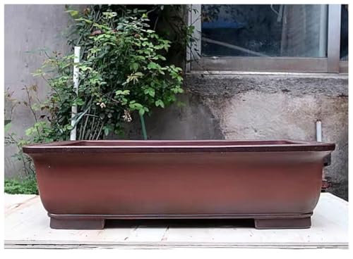 Macetas de arcilla morada hechas a mano para bonsái, macetas grandes para exteriores, macetas rectangulares verdes de 28 pulgadas