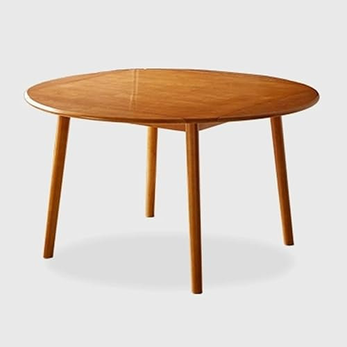 Ausziehbarer runder Holz-Esstisch für Zuhause, Büro, quadratischer Empfangstisch mit kleinem Verhandlungstisch für die Küche (Natur, 110 cm)