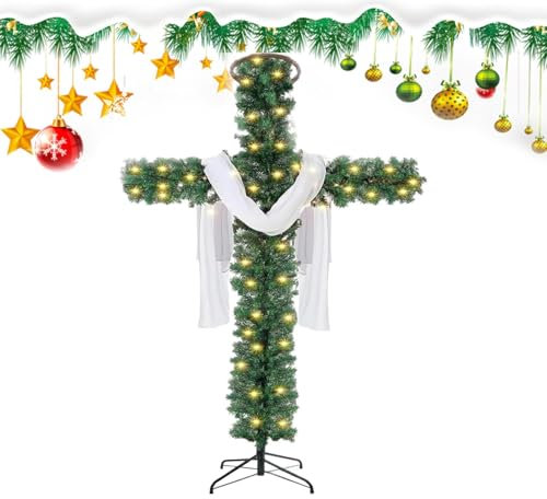 Albero di Natale finto, Decorazione per albero di Natale finto, Albero pieghevole preilluminato, Pino artificiale, Albero di Natale stagionale, Albero festivo preilluminato, per albero di Na