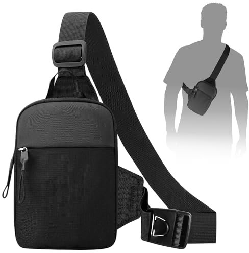 WIYETY Brusttasche Groß Herren, Sling Chest Crossbody Bag, Crossbody Tasche, Leichte Brusttasche aus Nylon, Umhängetasche Schultertasche für Reise, Wandern, Radfahren, Laufen