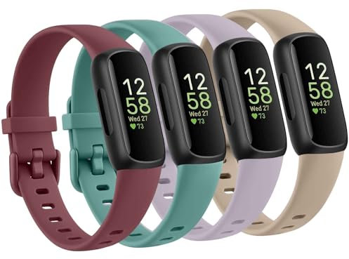 Meliya Straps for Fitbit Inspire 3 Strap for Women Men, 4Pack Adjustable Sport Strap Soft Replacement Wristbands Compatible with Fitbit Inspire 3 Fitness Tracker