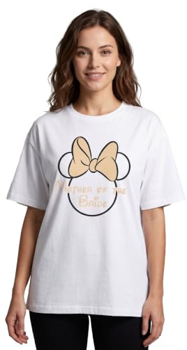 Disney Mother of The Bride Hen Party Womens White Short-Sleeved T-Shirt | Magical Graphic Tee Princess Theme Shirt for Women | Bride Squad Apparel Fans