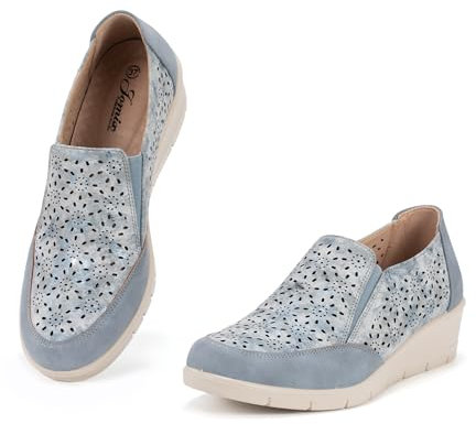 JOMIX Zapatillas Casual Mujer Cuña Deportivas Running de Deporte con Cordones para Talla WSS250194, Azul, 38 EU