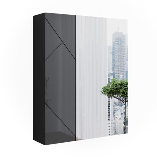 Vicco Badspiegelschrank Irma, Anthrazit/Anthrazit Hochglanz, 60 x 75 cm
