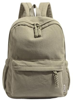 SCOFY FASHION Großer Cord-Reiserucksack für Damen, Schultaschen, minimalistische Tagesrucksäcke, khaki, One size
