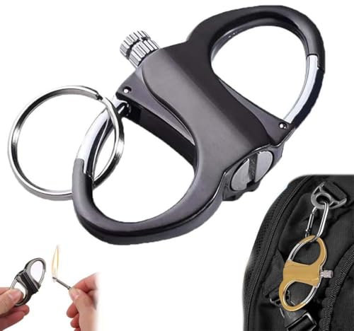 Keychain Lighter Match Strike, Ewiges Streichholz Feuerzeug mit Schlüsselanhänger, Tragbares Wiederverwendbares multifunktionsmatch, Outdoor Camping Match Feuerzeug, Butangasfrei (Schwarz)