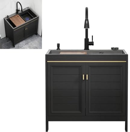 Spülbecken Spülenschrank mit Spüle und Armatur,Gewerbliche Spülbecken,Freistehende Edelstahl Spültisch,für Außen,Innen,Küche,Restaurant,Bar(26.8(68cm))
