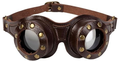 Vintage Sonnenbrille Motorradbrille Schutzbrille Fliegerbrille Für Fahrrad Skibrillen Vintage Motorräder Brille Für ATV Bike, PU Leder Steampunk Motorradbrille