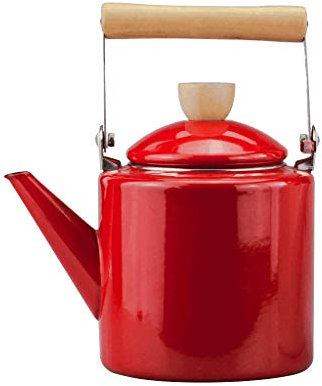 ZHANGXABN Bouilloire émaillée 2,4 L, Grande capacité, à gaz, pour cuisinière à Induction, pour la Maison et Le Camping (Rouge)