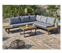 DCB GARDEN Miyako Lounge-Set für den Garten, Aluminium, 5-Sitzer, Anthrazitgrau und Akazienholz