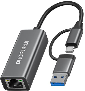 DUOPURUI USB to Ethernet Adapter,USB C to RJ45 1 Gigabit LAN Network Adapter,Aluminum Case,Ethernet Adapter for Laptop,MacBook Pro/Air,Surface Pro,iPad,XPS,Windows 11/10/8/7,MAC OS