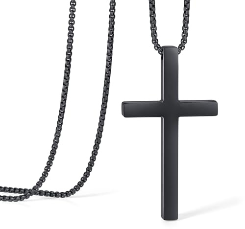 XIANNVXI Kreuz Kette Silber Gold Schwarz Halskette Herren Kreuzkette Edelstahl Kette Männer Ketten mit Kreuz Anhänger Taufkette Jesus Schmuck (40/50/55/60cm)