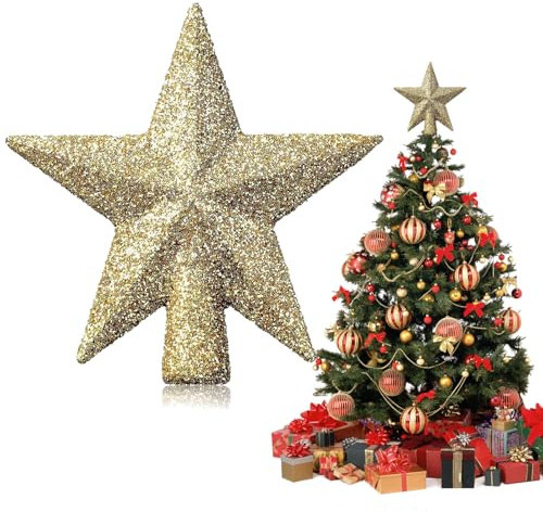 Weihnachtsbaumspitze Stern, Christbaumspitze Klein, Mini Baumspitze Stern, Weihnachtsbaum Ster Topper, Glitzernde Weihnachtsbaumspitze, für Weihnachtsbaum Dekoration (B)