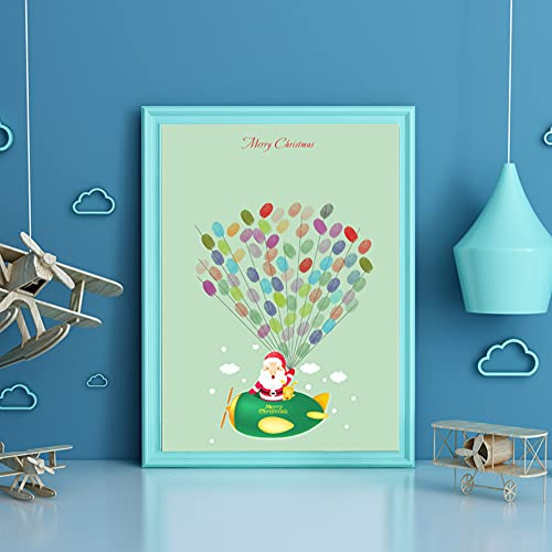 EIMSOAH Fingerprint Signature Painting Christmas Signature Tree Paint Home Decoration, Lovely Cartoon Fawn Fingerprint Tree for Birthday Parties 11.8x15.7in Canvas (cartoon santa claus)