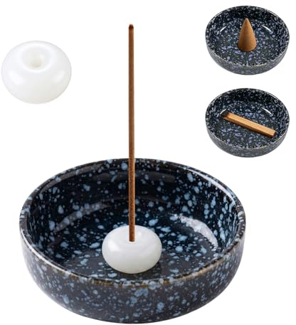 Minfuerang Portaincenso in Ceramica,Porta Incenso in Marmo da 9,4 cm | Supporto Incensiere in Ceramica,Bruciatore di Incenso Adatto a Diversi Tipi di Bastoncini,per Decorazione,Meditazione,Yoga