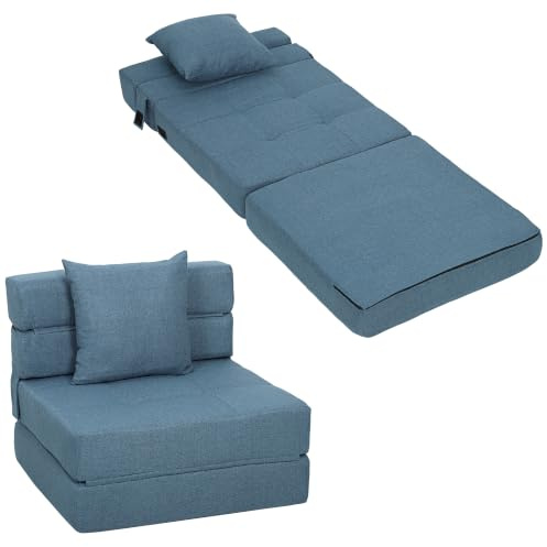 HOMCOM Schlafsessel klappbar 2-in-1 mit Bettfunktion 120 kg Dunkelblau