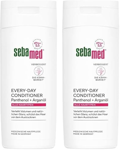 Sebamed Every Day Conditioner 200 ml, verleiht Volumen und natürlichen Glanz, schützt das Haar vor dem Austrockenen, mit Panthenol und Arganöl, verbessert die Kämmbarkeit, für alle Haartypen geeignet