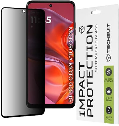 Techsuit Blickschutzfolie für Motorola Moto G05, Moto E15 Gehärtetes Glas mit 9H Härte, Vollständige Abdeckung, Stoßschutz, Anti Spy Beschichtung, Oleophob, 111D Privacy Full Glue