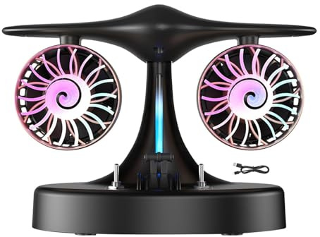 Ventilatore portatile per motore aereo: stazione di ricarica induttiva e luce LED colorata, dispositivo di raffreddamento di design turbo con controllo acceleratore, costruzione di modelli di