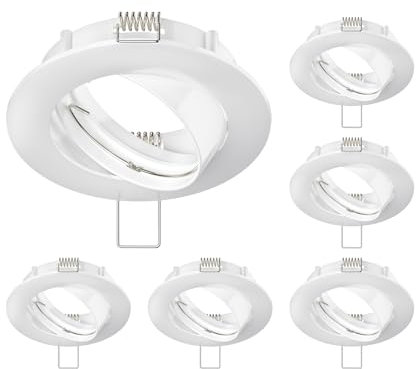 ledscom.de 6 Stück Deckeneinbaurahmen CIRC, rund, schwenkbar, weiß glänzend
