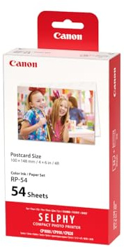 Canon SELPHY RP-54 Ink + Paper Multipack - Genuine Printer Ink Cartridge 1 Pack & 54 Sheets (100 x 148mm)