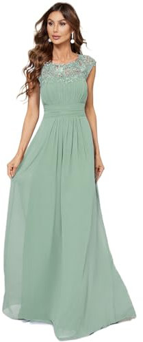 Ever-Pretty Bridesmaid Dresses Women's Lacey Neckline Open Back Ruched Style Autumn Dresses Mint Green 8UK