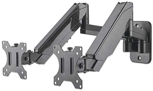 Manhattan 461627 Universal-Wandhalterung mit Gasdruckfeder fü Zwei Monitore Zwei Halterungsarme mit Gasdruckfeder und Kugelgelenk, geeignet für Zwei Monitore von 17 bis 32* und bis zu 8 kg pro Arm