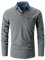 GHYUGR Men's Long Sleeve Polos Casual Tops Denim Splice Golf T-Shirt Poloshirts,Dark Grey,M