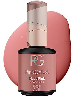 Pink Gellac UV Gel Nagellack - 251 Nude Pink 15 ml - Lang Anhaltend Shellac Nagellack Rosa - Gel UV für 14 Tage Nägel in Salonqualität - Made in Holland
