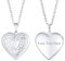 PROSTEEL Damen personalisiert Collier Herz Medaillon zu Öffnen Edelstahl Vintage Blumen Muster Herz Anhänger Halskette Foto Bilder Amulett Floating Locket für Mädchen Muttertag Valentinstag
