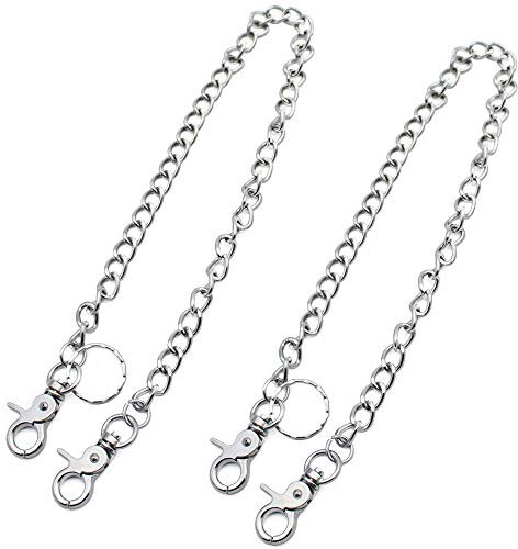 KingYH 2 Stück Hosen Kette 54cm Metall Cowboy-Kette mit Haken Dekorative kette für Männer Frauen Hip Hop Style Jeans Hose Kette-Silber