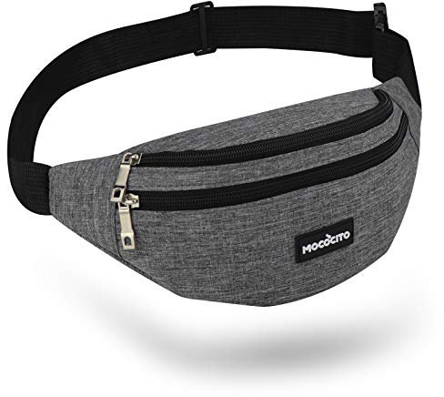 MOCOCITO Marsupio Uomo Donna,Marsupio Sportivo con 4 Zip Tasche,Marsupio Uomo Tracolla Piccolo Cintura Regolabile, Marsupio da Lavoro Impermeabile per Ciclismo Running Escursionismo Trekking Concerti