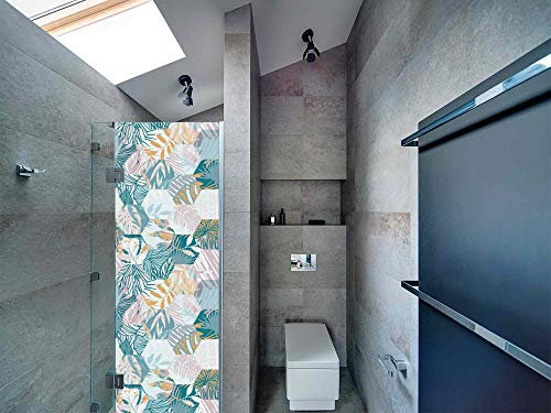 Oedim Vinilo para Mamparas de Ducha y Baños Hojas en Hexágonos | Varias Medidas 60x200cm | Adhesivo Resistente y de Fácil Aplicación | Pegatina Adhesiva Decorativa de Diseño Elegante