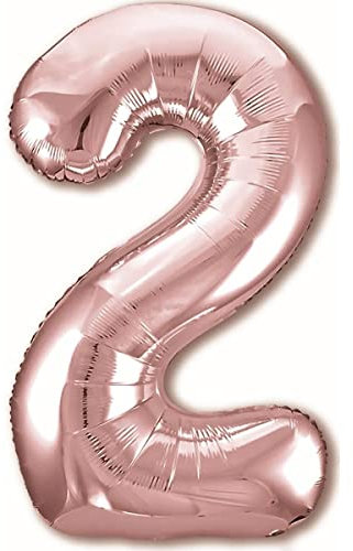 Luftballon 2. Geburtstag Zahl 2 Rosegold XXL Riesen Folienballon 100cm Geburtstagsdeko Mädchen Ballon Zahl Deko zum Geburtstag. Fliegt mit Helium.