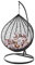 Kideo Komplettset: großer Hängesessel mit Gestell & Kissen, Korbsessel, Poly-Rattan (Korb & Gestell: schwarz, Kissen: Blumenmuster Nest (3762 Retro Flowers)