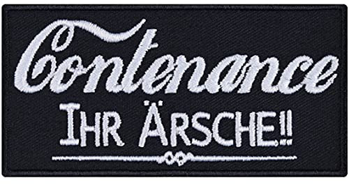 Lustiger Aufnäher Contenance, ihr Ärsche Aufbügler Biker Patch zum annähen/aufbügeln | Bügelbilder mit Spruch Sticker Applikation für alle Stoffe | 90x45mm