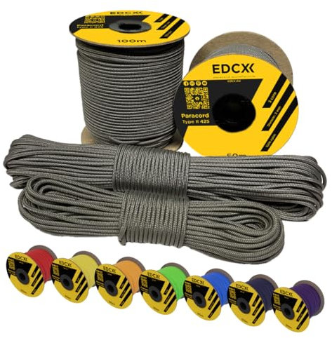 EdcX 3mm Nylon Paracord 425 (50 und 100m) - Typ II, 100% Nylonseil, 3 Litzen Seil, 3mm Nylonseil in vielen Farben| Solid Color (Dark Gray, 50 m)