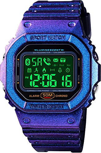 findtime Digitaluhr mit Bluetooth Multifunktionsuhr Herren Militär Tactical Watch IP68 Wasserdicht Schrittzähler Kalorien Armbanduhr Stoppuhr Alarm Benachrichtigung Smartwatch Outdoor Männer