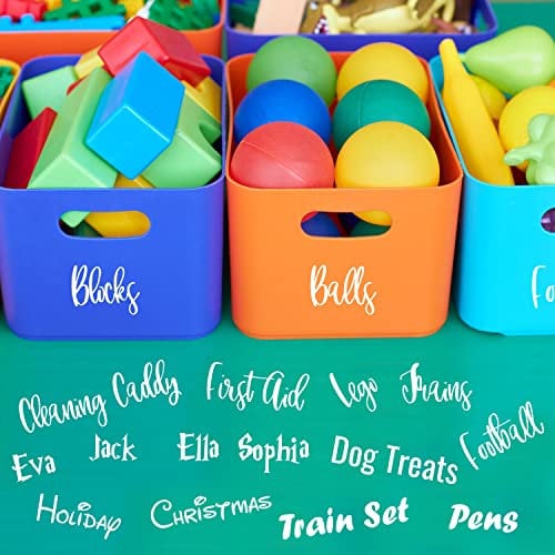 2 x Custom Storage Box Caddy Organisation Labels Stickers | CLEANING CADDY | STORAGE BINS | TOY BOXES | CONTAINERS | BOXES | Custom Edit | Hinch | 4 Fonts | 24 Colours | Upto 14 characters