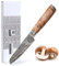 zayiko Kinone Premium Officemesser Mukimono mit 10 cm Klinge gefertigt aus 67 Lagen echtem Damaststahl mit Wurzelholzgriff Birke I Damastmesser Küchenmesser und Profi Kochmesser