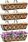 HFHOME 4Pcs 24/60.9cm Railing Planter Box, Metal Wall Trough Rail Planters with Coco Liner and Adjustable Brackets, Gardening Kit for Window Box Porch Balcony Fences