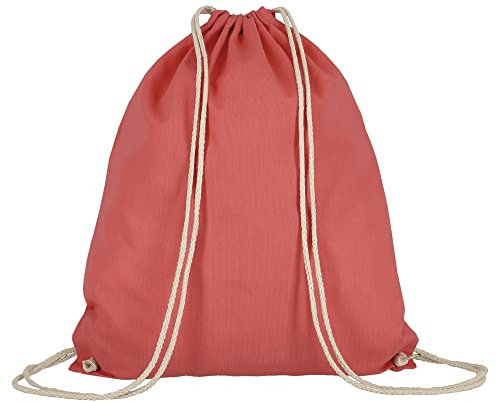 Veproli Baumwoll Turnbeutel Sportbeutel Zuziehbeutel Gymsack Sack Jute Schule Rucksack (Lachs)