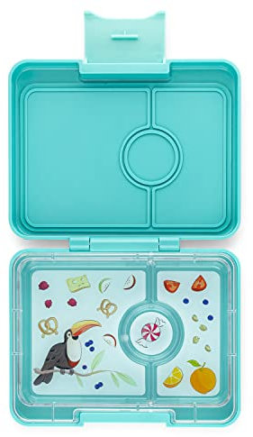 yumbox Snack S Lunchbox (Misty Aqua) - kleine Brotdose mit 3 Fächern | Kinder Bento Box für Kindergarten, Schule - passt in den Schulranzen