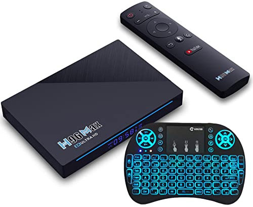 Android TV Box 11.0, Smart TV Box RK3356 8GB 128GB Soporte 2.4G 5.8G WiFi BT 4.0 Ethernet LAN 3D 8K Video Android Box Set Top TV Box, con Mini Teclado Retroiluminado,8gb+128gb
