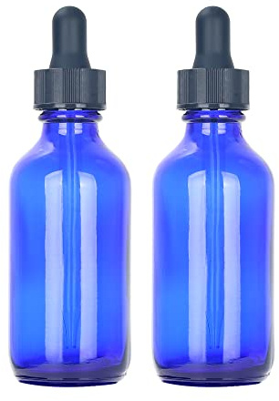 Magic Season Boston Round Glass Bottles (Blue / 60 ml with Dropper/ 2 Pcs)