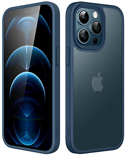 JETech Matte Case for iPhone 12 Pro Max 6.7-Inch, Shockproof Military Grade Drop Protection, Frosted Translucent Back Phone Cover, Anti-Fingerprint (Storm Blue)