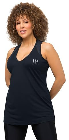 Ulla Popken Top Funcional, Secado rápido, Cuello en V, sin Mangas, Marine, 52-54 para Mujer