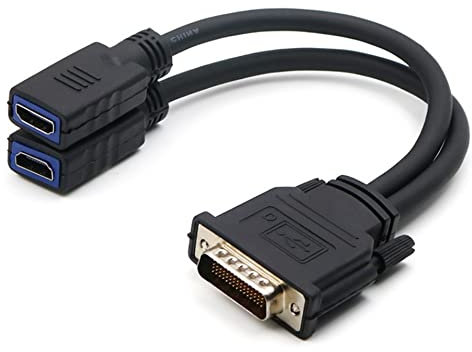 suckoo DMS 59-polig auf 2-Port-HD-Kabel, 1080p, Computer-Host-Grafikkarte, externer Monitor, TV, Projektor, Konverter, Splitter, 25 cm, Schwarz
