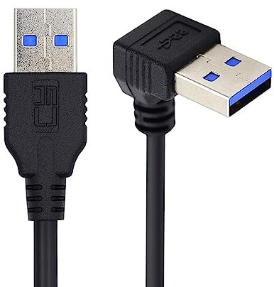 xiwai Câble de données USB 3.0 coudé type A mâle vers droit 3.0 type A mâle 5 Gbit/s coudé à 90 degrés 40 cm