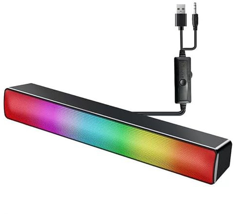 USB Bluetooth Computer Speaker Bar LED Subwoofer Bass Speaker Surround Sound Box For PC Laptop Phone Tablet MP3 (In-line version)